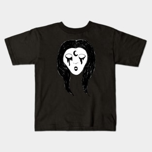 Scary Moon Witch Lineart Kids T-Shirt